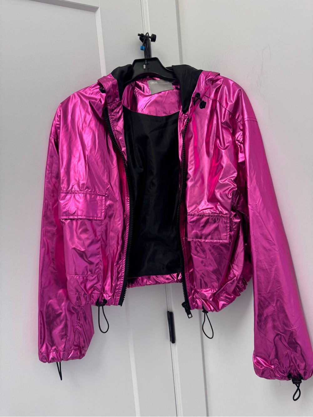 ASOS Metallic Hot Pink Hooded Bomber Jacket